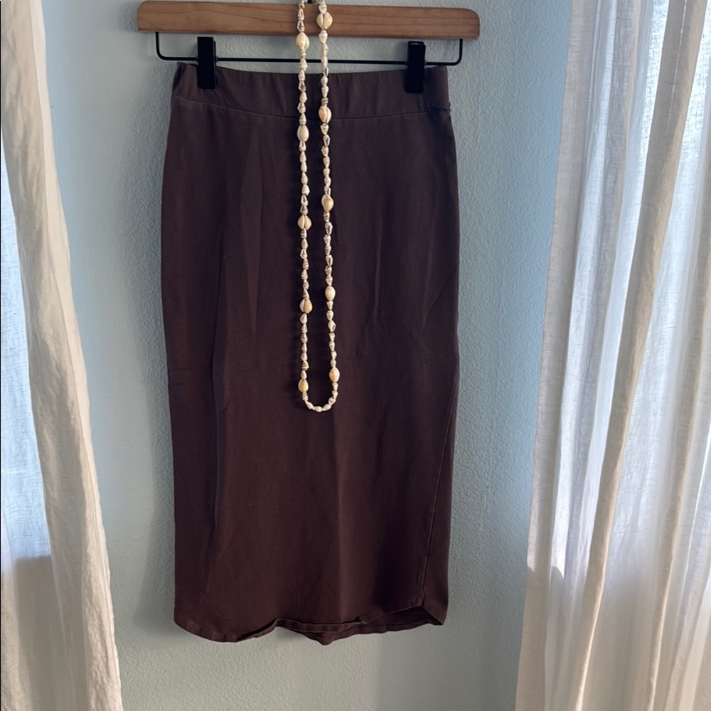 Chic Brown Pencil Skirt for Women Cotton Fits Great